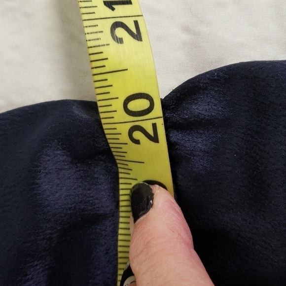 Vintage 80s Alison J. Satin Wrap Surplus Midi Dress Navy Long Sleeve XL VGUC - Picture 13 of 17